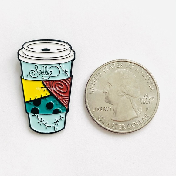 8/$40 Nightmare Before Christmas Patchwork Sally Coffee Cup Enamel Pin - Picture 2 of 3